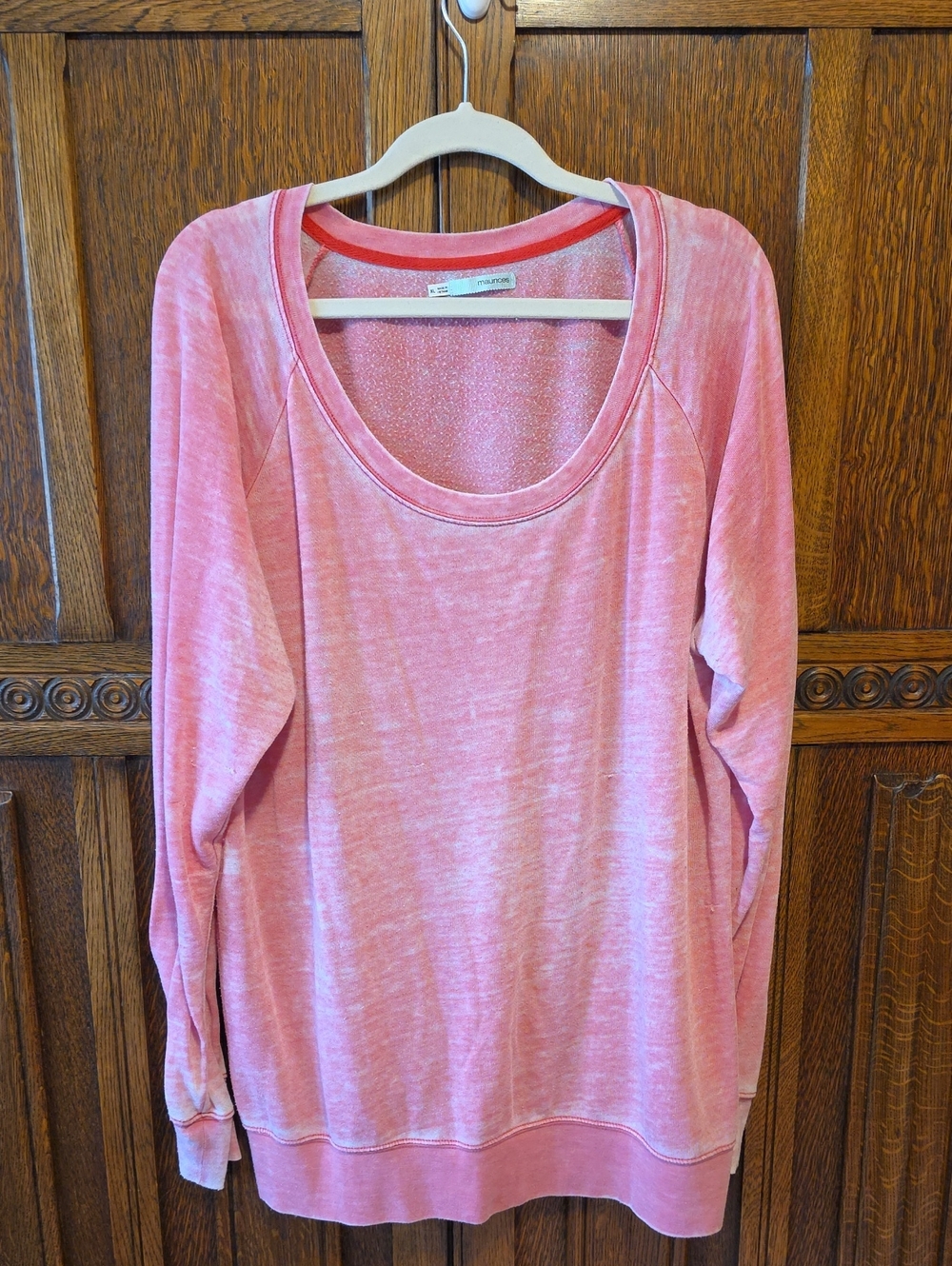 Maurices Heathered Pink Scoop-Neck Pullover Sweatshirt